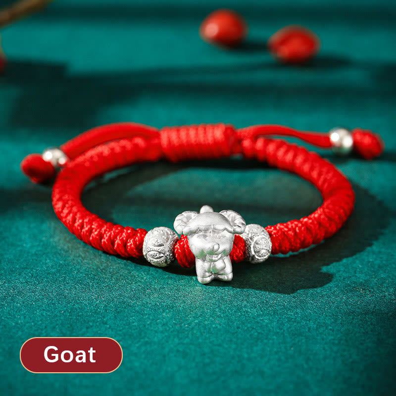 Wear FengShui 999 Sterling Silver Chinese Zodiac Red Rope Luck Handcrafted Kids Bracelet
