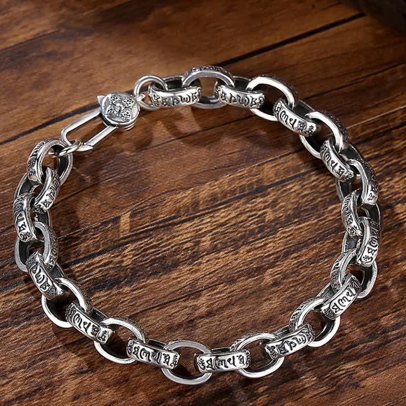 Wear FengShui 925 Sterling Silver Om Mani Padme Hum Engraved Peace Bracelet Bangle