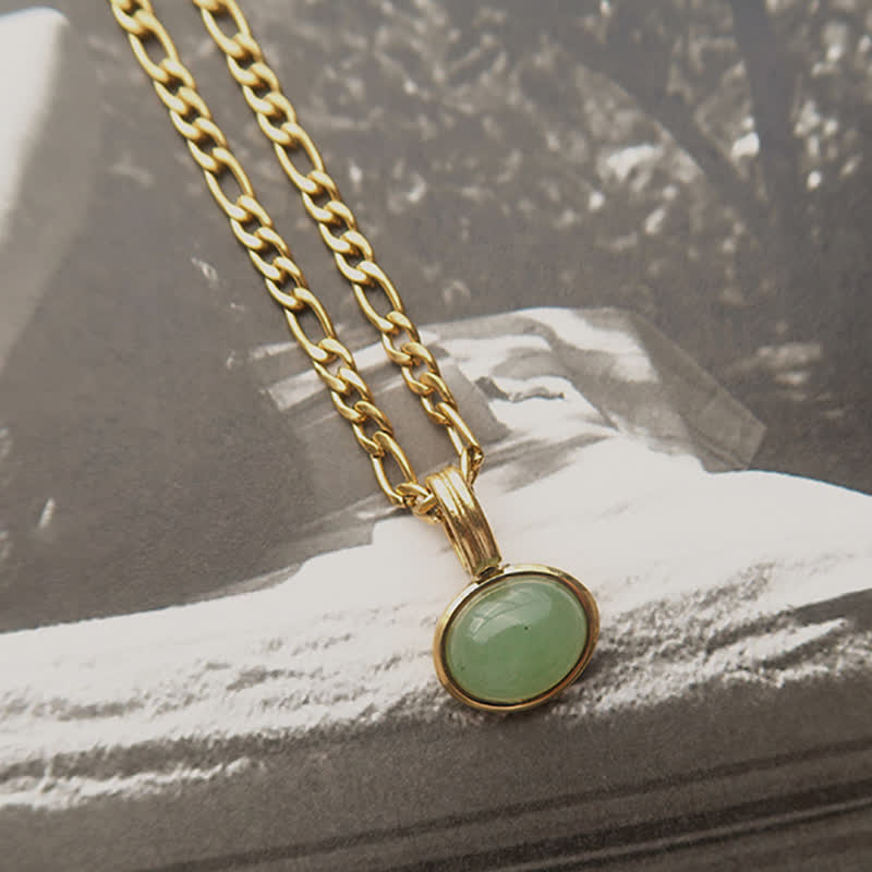 Wear FengShui Oval Turquoise Strength Titanium Steel Necklace Pendant