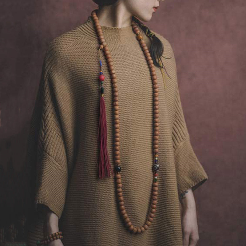 Wear FengShui 108 Mala Beads Bodhi Seed Dzi Bead Peace Tassel Bracelet