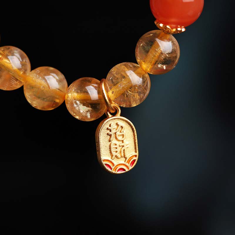 Wear FengShui Citrine Red Agate Fortune Charm Bracelet