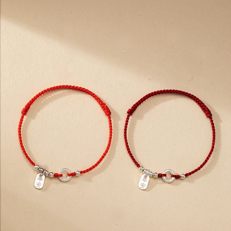 Wear FengShui 925 Sterling Silver Auspicious Clouds Peace Buckle Safe And Sound Bracelet Anklet