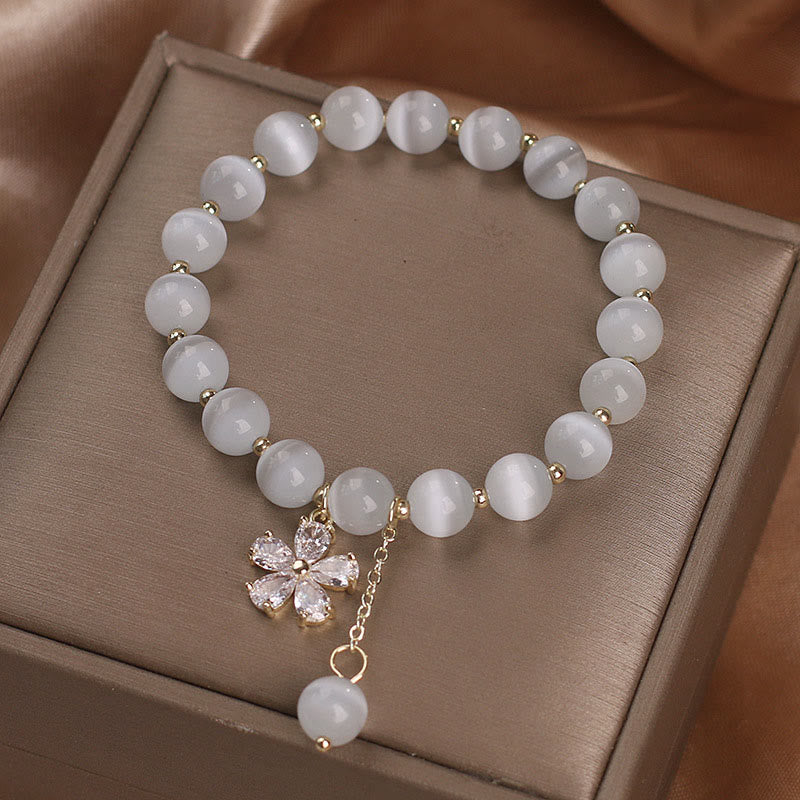 Wear FengShui Cat's Eye Flower Charm Peace Support Bracelet