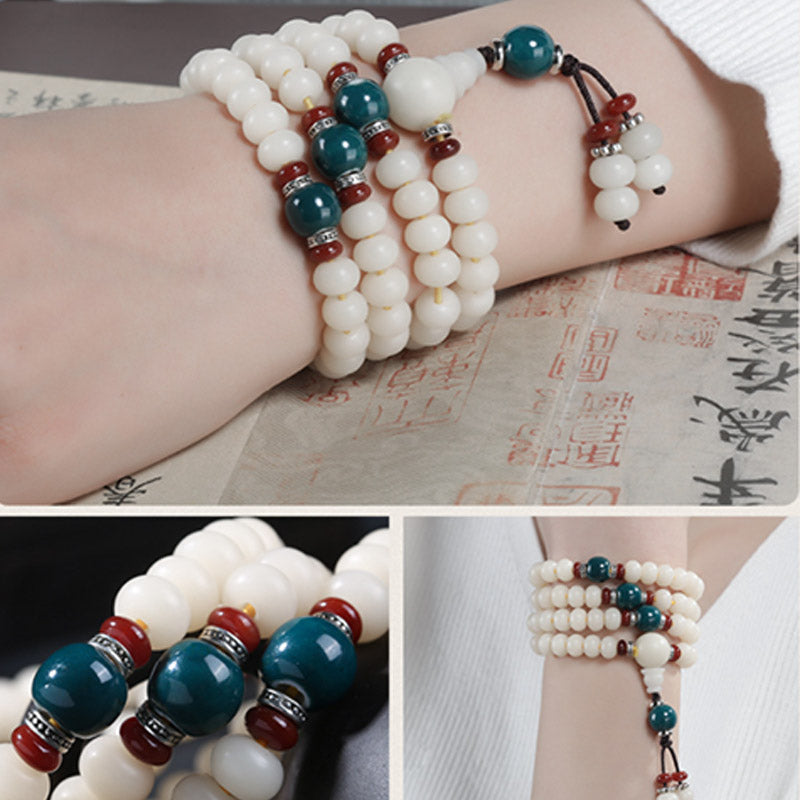 Wear FengShui Bodhi Seed Bead Lotus Blessing Charm Bracelet