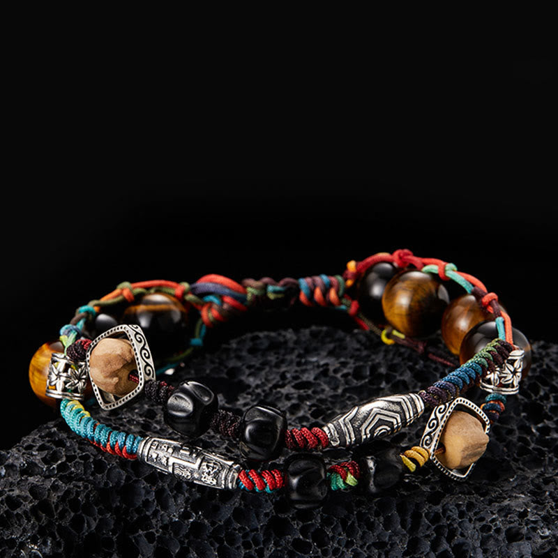 Wear FengShui 925 Sterling Silver Tiger's Eye Bodhi Seed Handmade Courage Bracelet