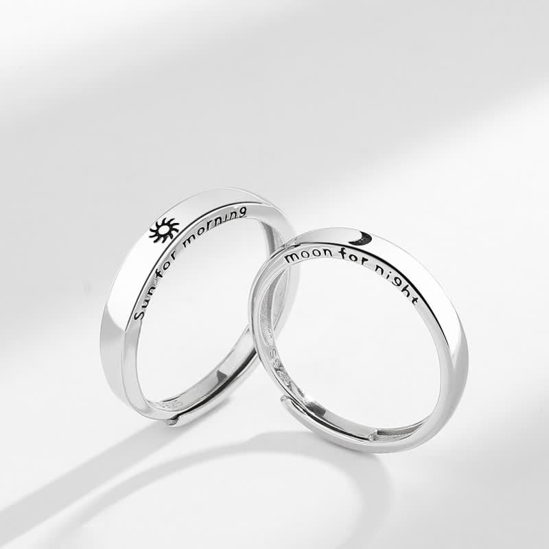 Wear FengShui 925 Sterling Silver Sun Moon Protection Adjustable Couple Ring