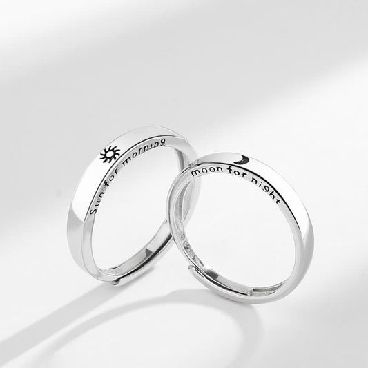 Wear FengShui 925 Sterling Silver Sun Moon Protection Adjustable Couple Ring