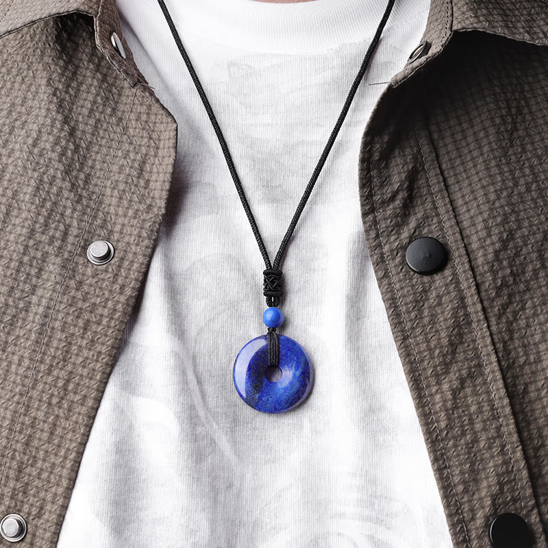 Wear FengShui Lucky Coin Pendant Healing Crystal Gemstone Necklace