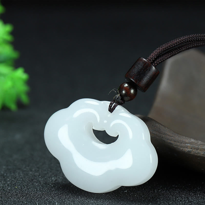 Wear FengShui Tianshan Jade Golden Silk Jade Chinese Lock Charm Abundance Necklace Pendant