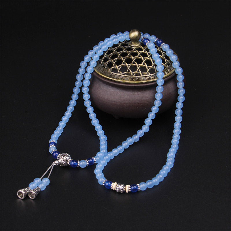 Wear FengShui 108 Beads Blue Crystal Healing Bracelet Mala