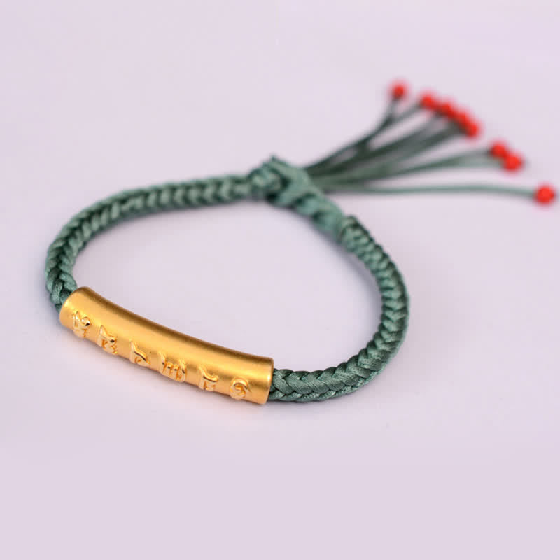 Wear FengShui 999 Sterling Silver Om Mani Padme Hum Protection Strength String Bracelet
