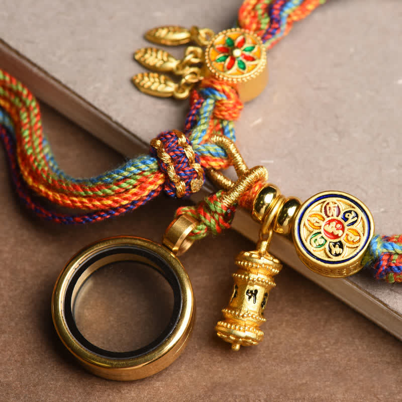 Wear FengShui Tibetan Om Mani Padme Hum Dreamcatcher Luck Colorful Reincarnation Knot String Bracelet