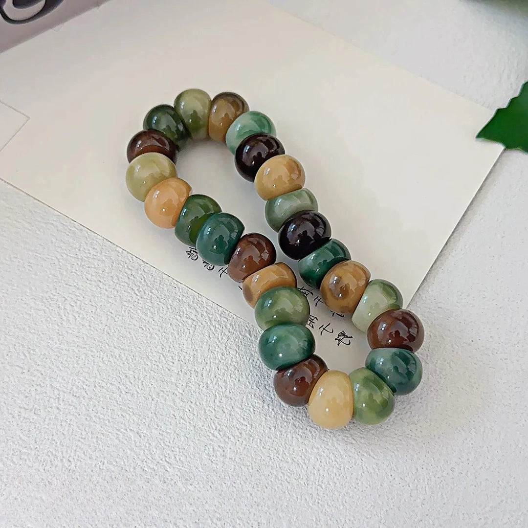 New Colorful Garlic Beads Bodhi Bracelet – Unique Marble Pattern Design 14mm