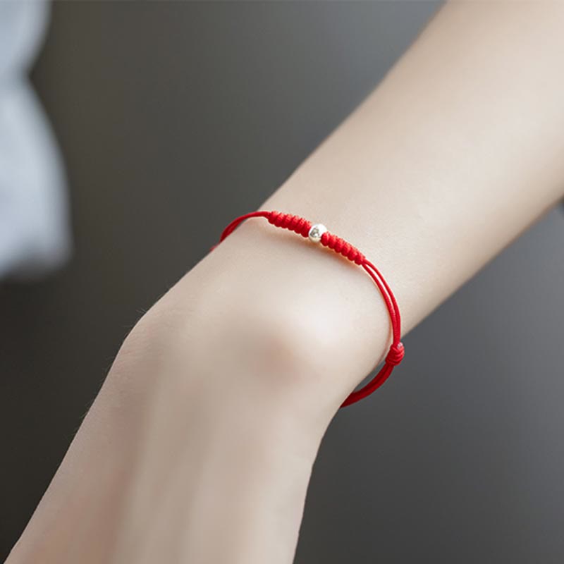 Wear FengShui 925 Sterling Silver Luck Bead Protection Red String Braided Bracelet