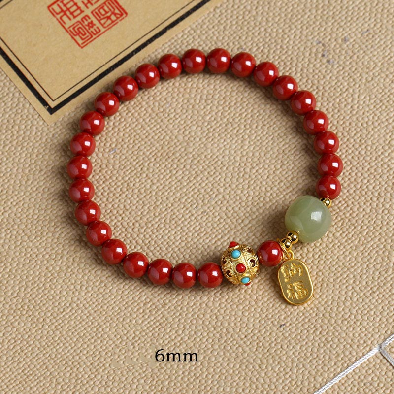 Wear FengShui Cinnabar Green Aventurine Fortune Protection Charm Bracelet