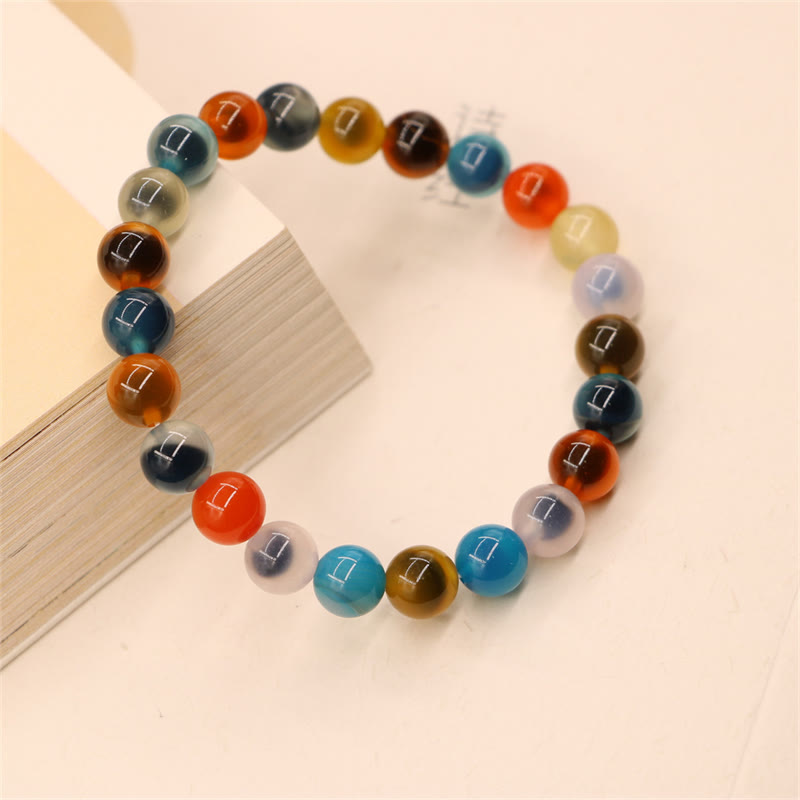 Wear FengShui Colorful Candy Agate Healing Strength Bead Bracelet