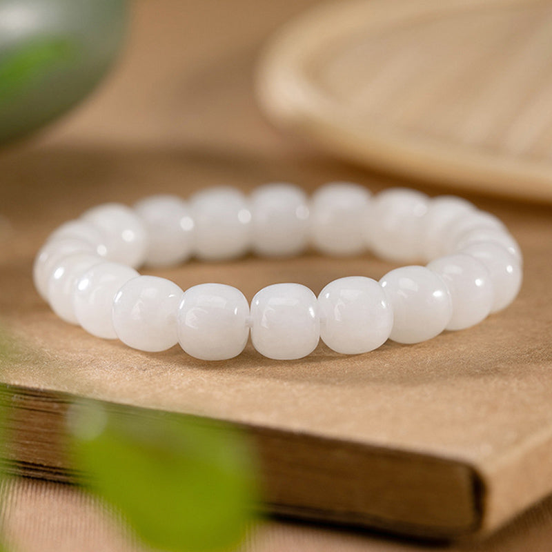 Wear FengShui Hetian White Jade Happiness Blessing Bracelet