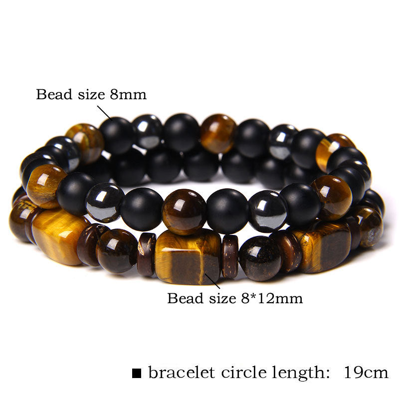 Wear FengShui Tiger Eye Frosted Stone Hematite Courage Bracelet