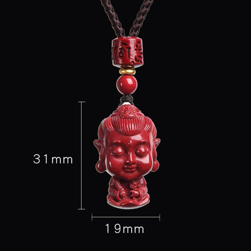 Wear FengShui Chinese Zodiac Natal Buddha Natural Cinnabar Amulet Keep Away Evil Spirits Necklace Pendant