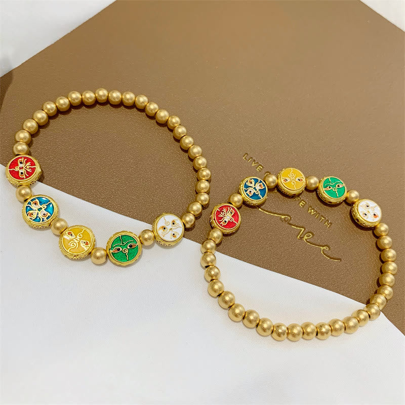 Wear FengShui Tibetan Five God Of Wealth Copper Beads Luck Bracelet
