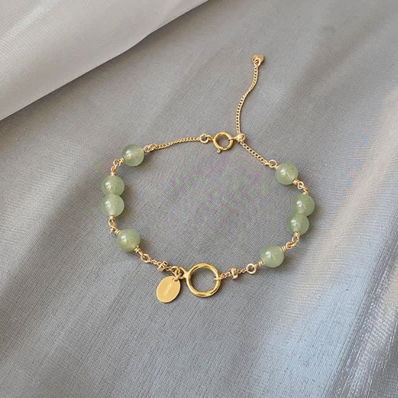 Wear FengShui Unique Natural Hetian Jade 14K Gold filled Luck Beaded Bracelet