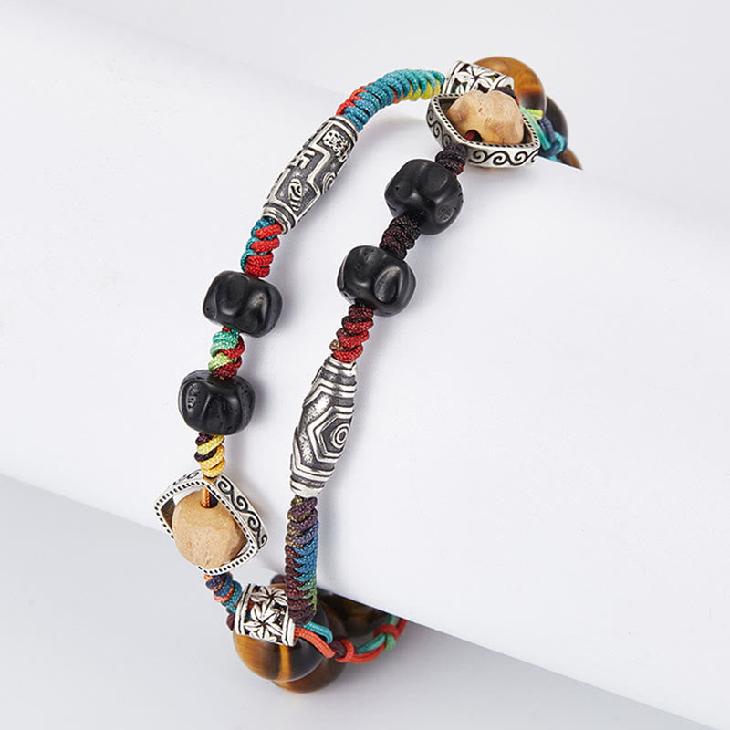 Wear FengShui 925 Sterling Silver Tiger's Eye Bodhi Seed Handmade Courage Bracelet