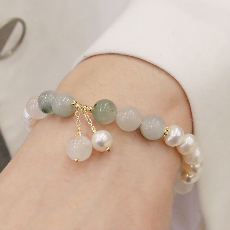 Wear FengShui Natural Pearl Jade Healing Sincerity Bracelet