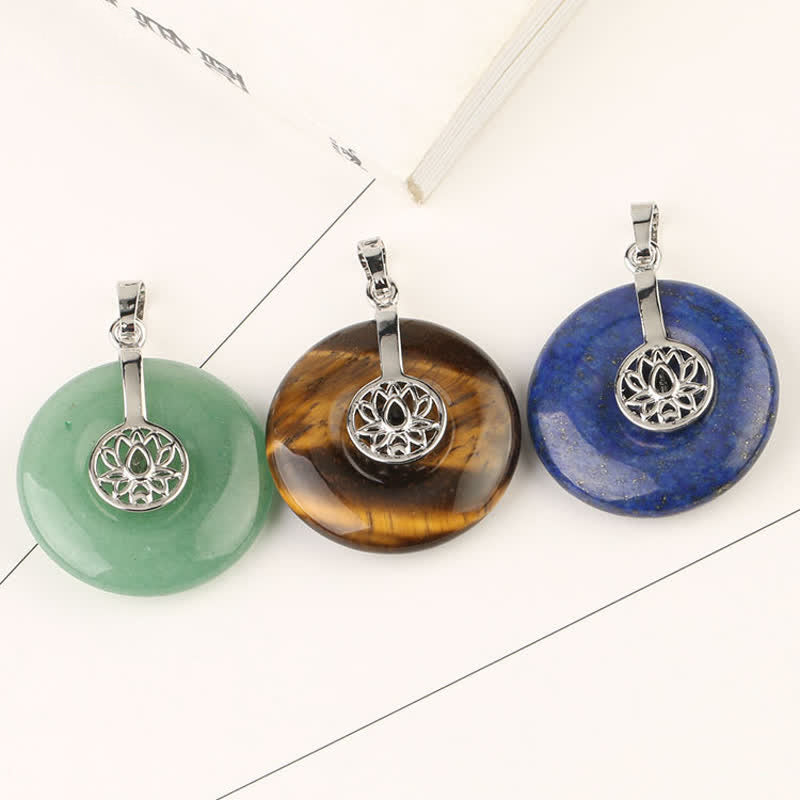 Wear FengShui Various Crystal Amethyst Pink Crystal Lotus Healing Necklace Pendant