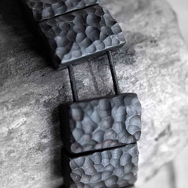 Wear FengShui Vintage Ebony Wood Texture Peace Couple Bracelet