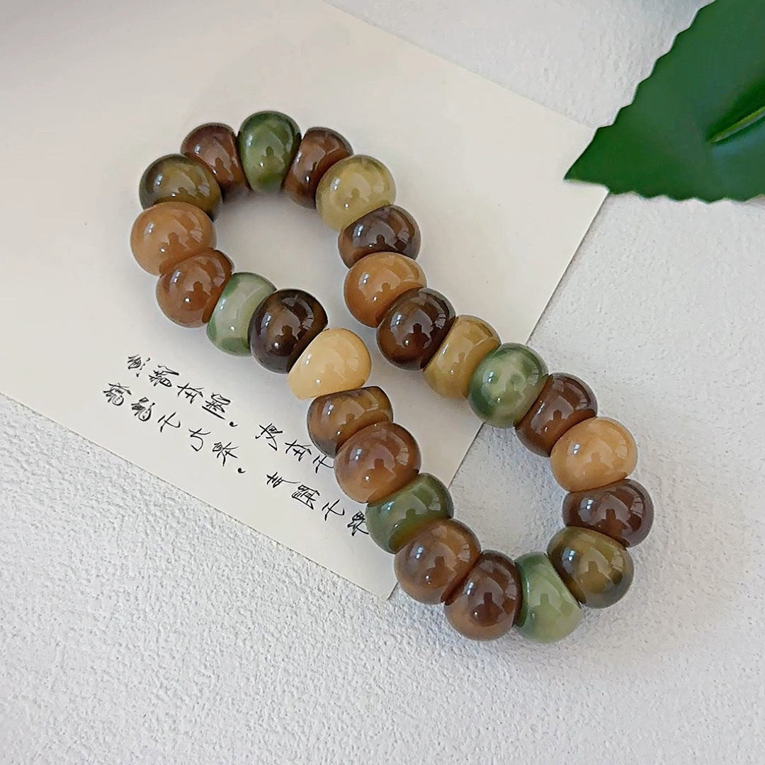 New Colorful Garlic Beads Bodhi Bracelet – Unique Marble Pattern Design 14mm