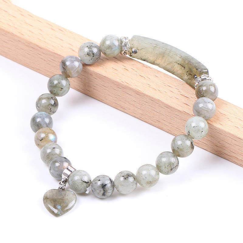 Wear FengShui Natural Quartz Love Heart Healing Beads Bracelet