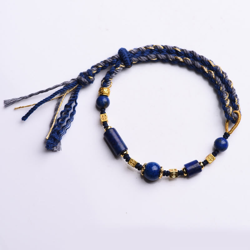 Wear FengShui Handmade Natural Lazurite Bead Positive Rope Bracelet
