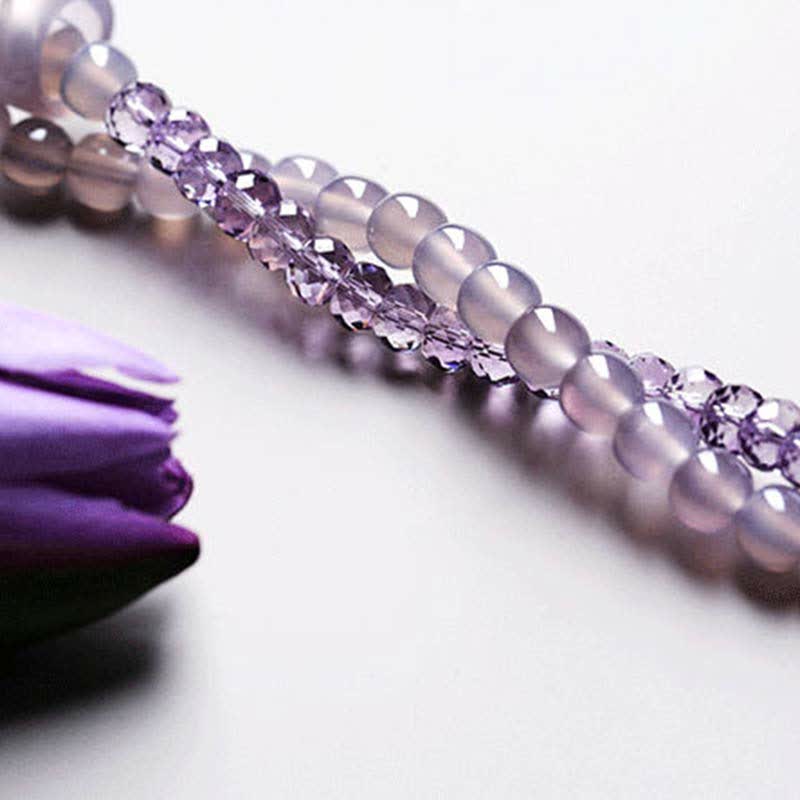 Wear FengShui Natural Amethyst Crystal Meditation Healing Bracelet