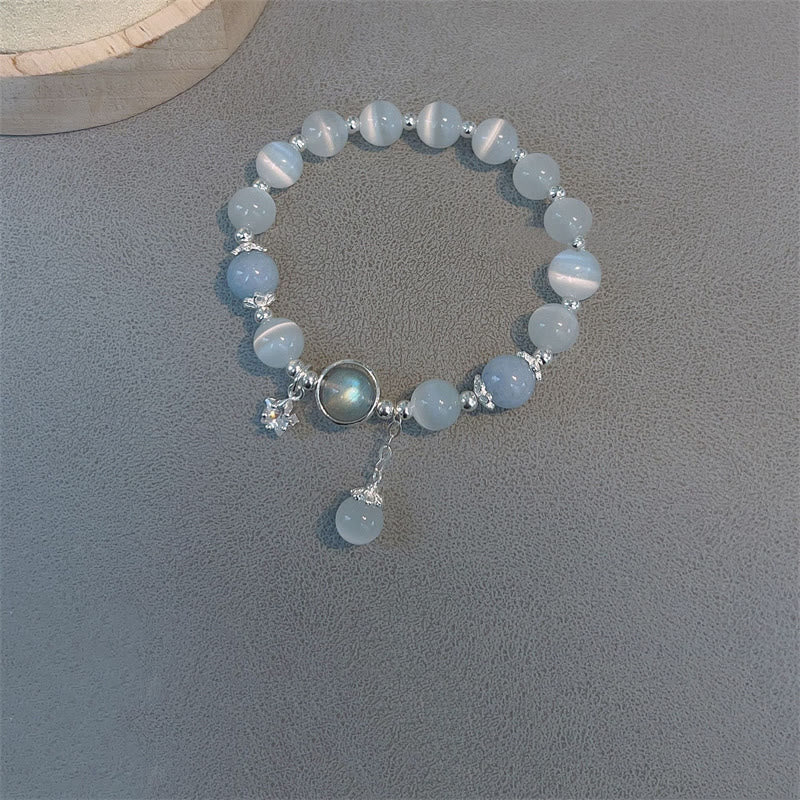 Wear FengShui Cat's Eye Moonstone Butterfly Star Charm Support Bracelet