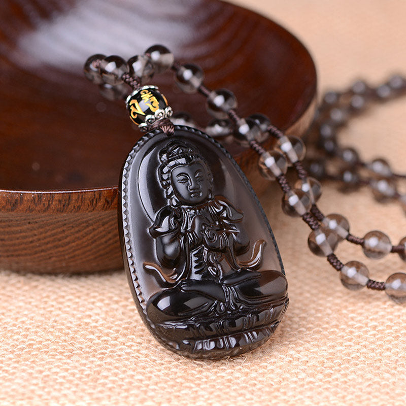 Wear FengShui Chinese Zodiac Obsidian Protection Necklace