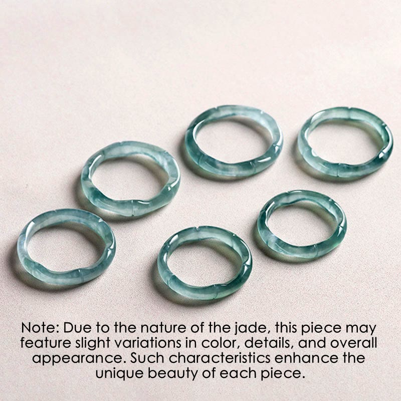 Wear FengShui Natural Jade Bamboo Prosperity Abundance Ring