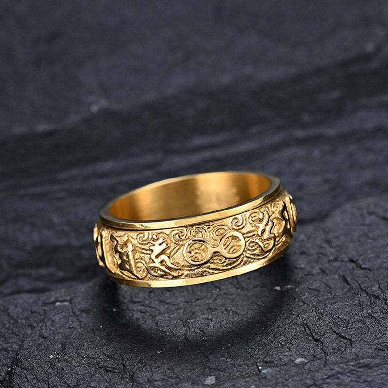 Wear FengShui Om Mani Padme Hum Balance Calm Titanium Steel Ring