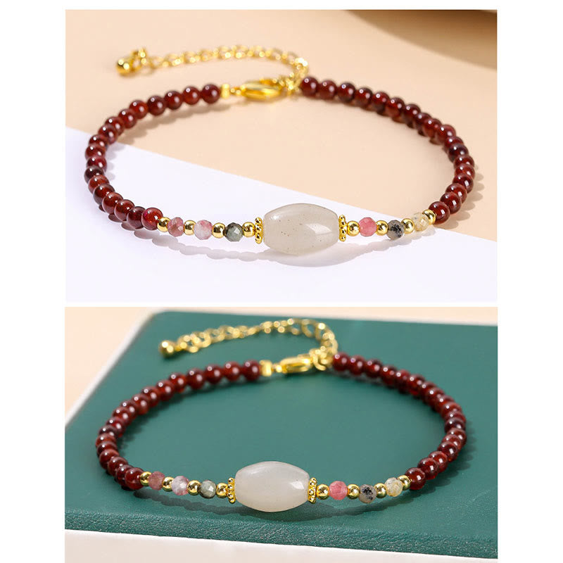 Wear FengShui Garnet Jade Tourmaline Bead Passion Bracelet