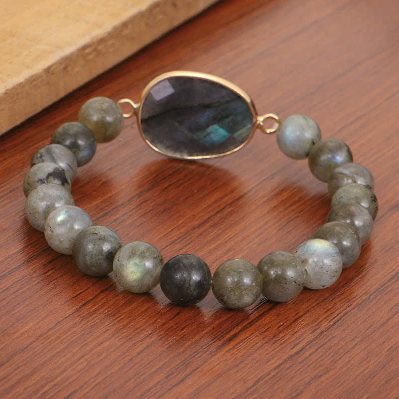 Wear FengShui Natural Labradorite Moonstone Support Healing Beaded Bracelet