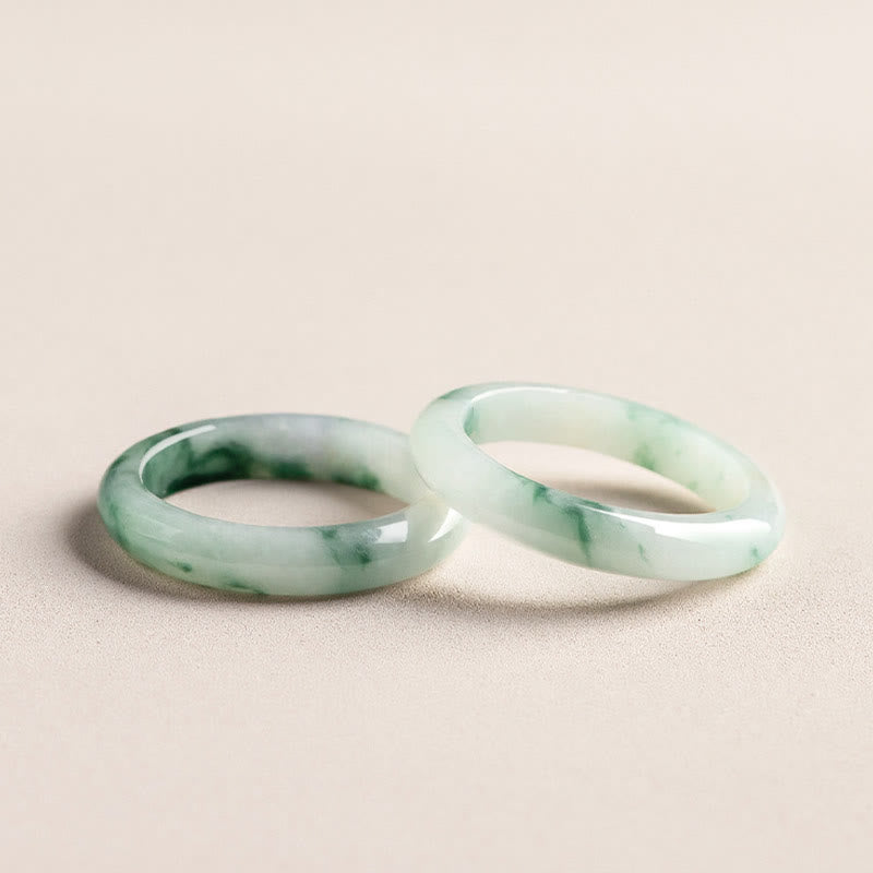 Wear FengShui Natural Green Jade Luck Abundance Ring