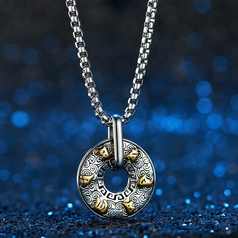 Wear FengShui Tibetan Om Mani Padme Hum Peace Buckle Creativity Necklace Pendant
