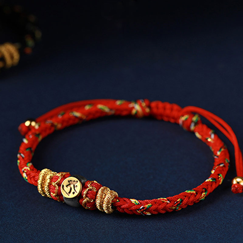 Wear FengShui Chinese Zodiac Natal Buddha Silver Luck Braided String Bracelet
