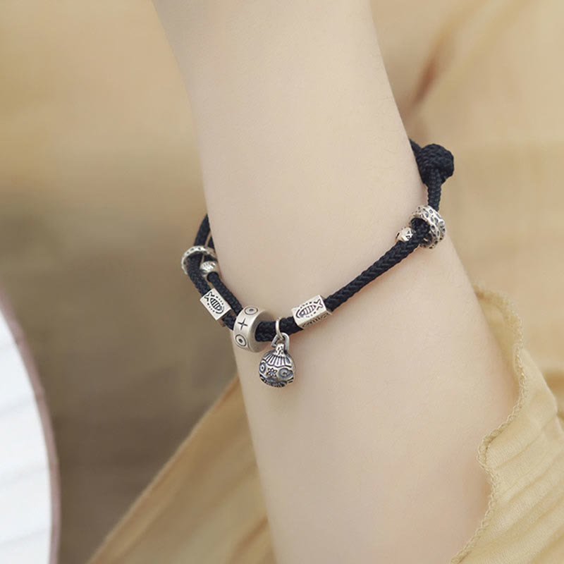 Wear FengShui 925 Sterling Silver Gold Swallowing Beast Koi Fish Wealth Handcrafted Braided Bracelet