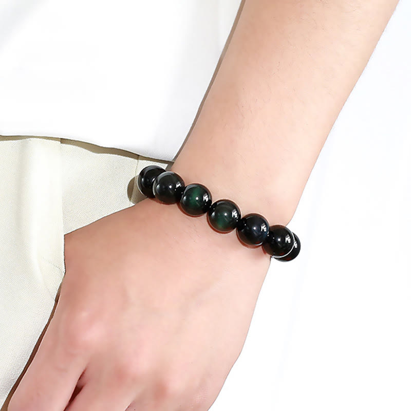 Wear FengShui Natural Green Eye Obsidian Wealth Bracelet