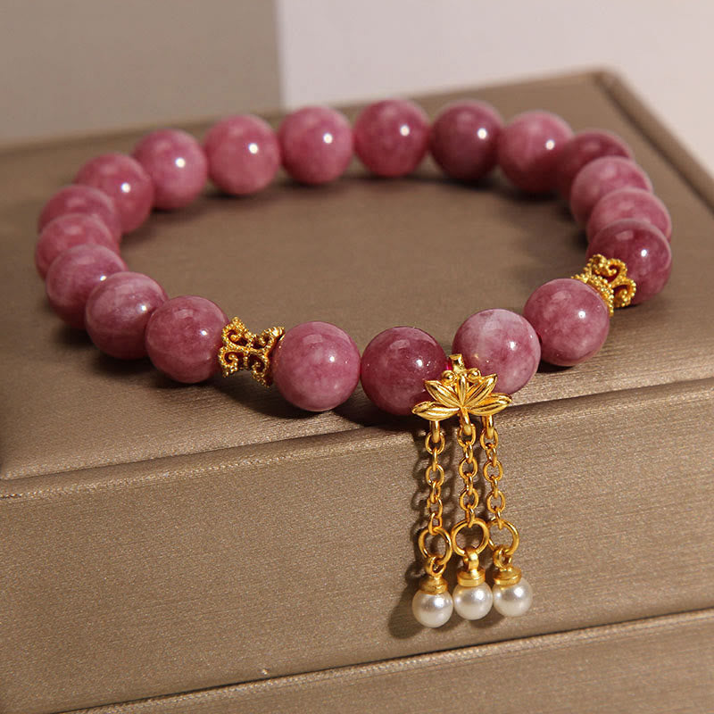 Wear FengShui Pink Tourmaline Lotus Flower Positive Bracelet