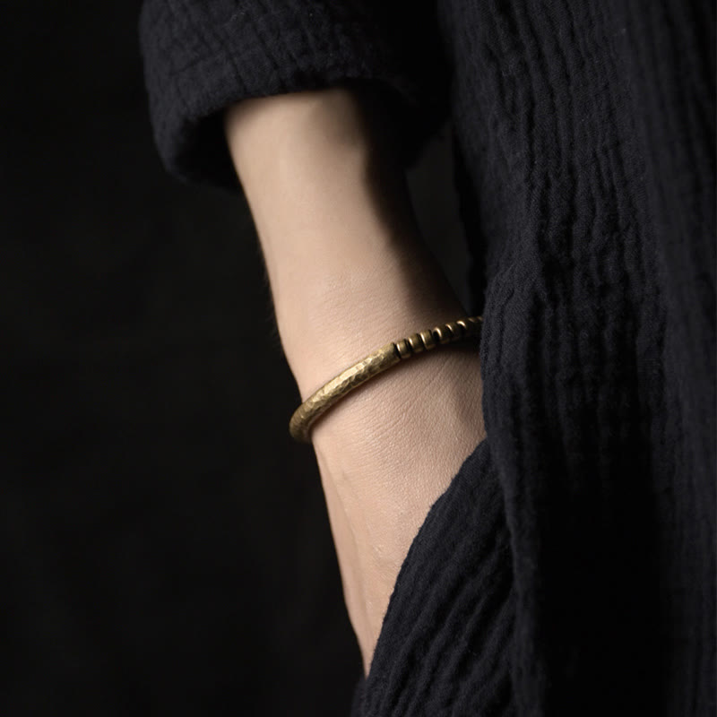 Wear FengShui Simple Design Copper Brass Bead Luck Wealth Bracelet