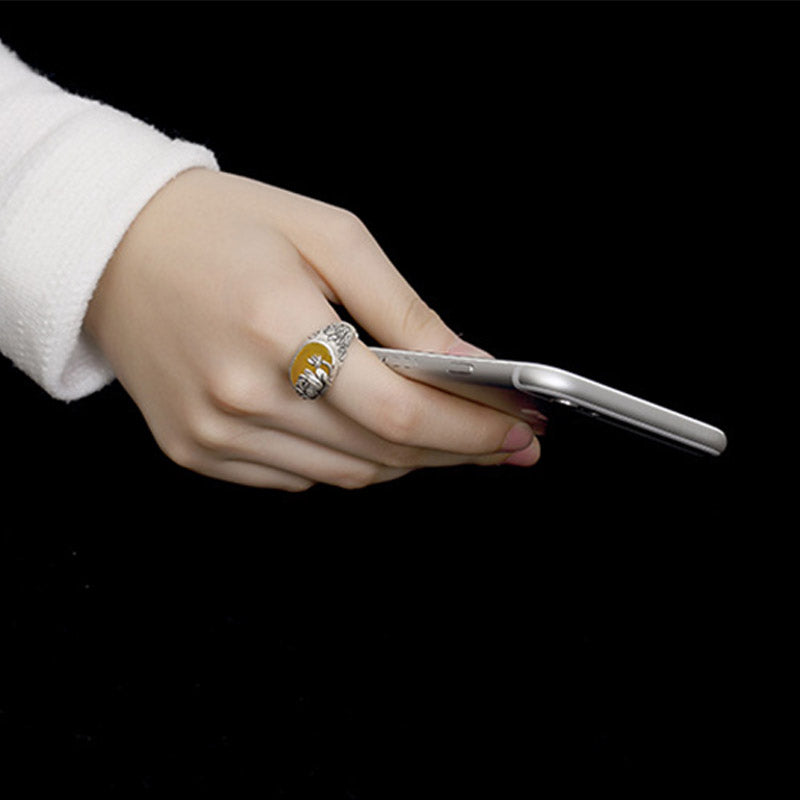 Wear FengShui Citrine Lotus Blessing Protection Adjustable Ring