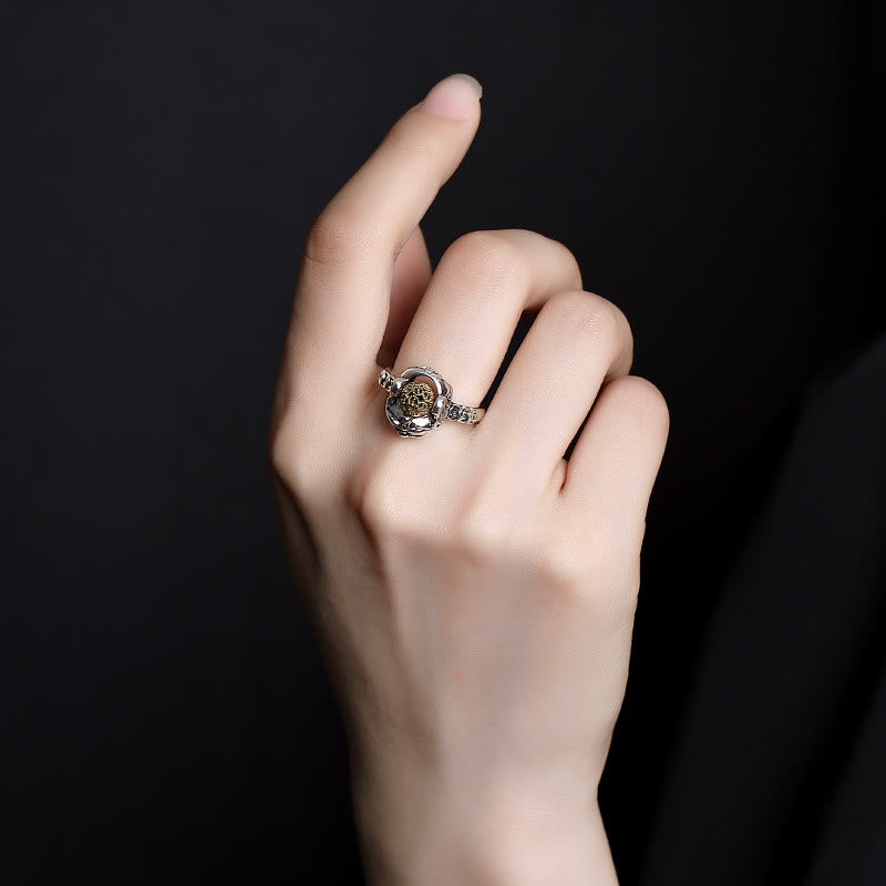 Wear FengShui 925 Sterling Silver PiXiu Copper Coin Wealth Adjustable Ring