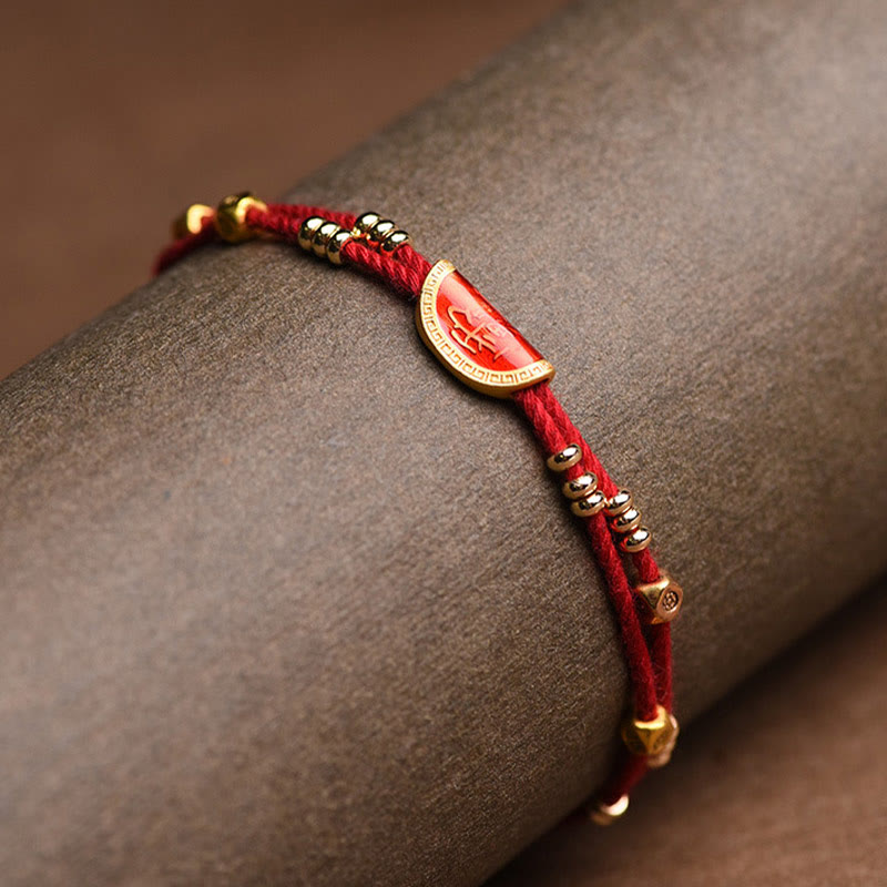 Wear FengShui Handmade Cinnabar Dumplings Design Luck Braided Red Rope Bracelet