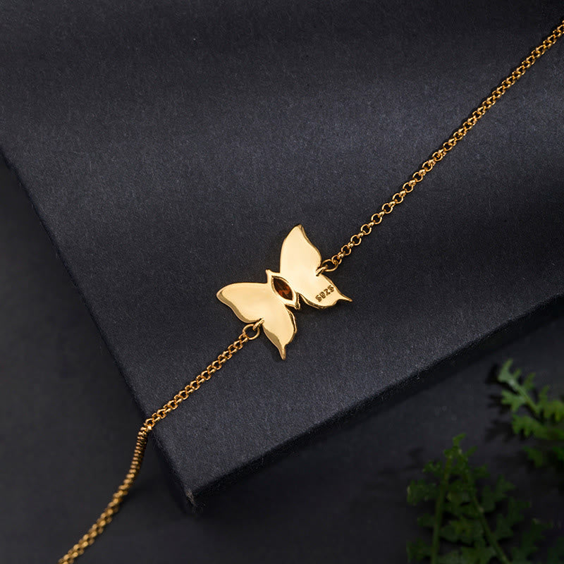 Wear FengShui 925 Sterling Silver Butterfly Zircon Love Chain Bracelet